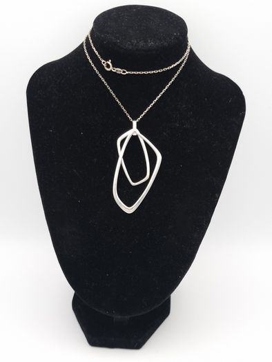 Geometric 925 Silver Pendant On Sterling Italian Chain