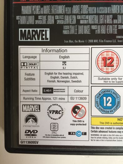 Iron Man (Marvel) [2008] Robert Downey Jr [Movie DVD]