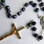 Vintage Rosary Black  Faceted Glass Beads Image 2