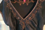 Beautiful Mnsoon Black 100%silk Top