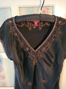 Beautiful Mnsoon Black 100%silk Top
