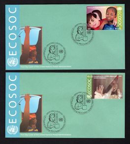 2009 United Nations (US, Geneva & Vienna) Economic & Social Council Commemorative Stamps United Nations Postal Administration First Day Covers (6) with individual stamp