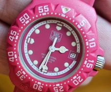 Vintage Swiss Made 1990s Tag Heuer Formula 1 Dark Pink Plastic Lady's Swiss Watch Quartz