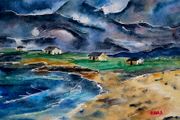 Connemara moon watercolour