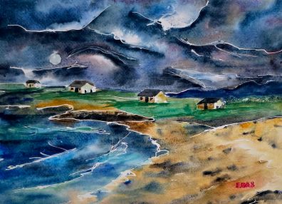 Connemara moon watercolour