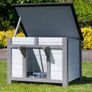 Large Wooden Hide House Cat Shelter Rabbit Guinea Pig Tortoise Shelter Shade Ducks Hide Hut 60 w x 50 d x 47 h Wooden Pet House (Grey, Large) Image 5