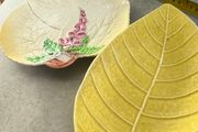 2 Different Itmes-1- Lovely Carlton Ware Foxglove Dish - Made In England - 8 1/2 Inchwide 25.00euro- 2-sylvac Pottery 29 Cm Long Yellow Leaf Plate No. 1904 8 Made In England 25.00 Euro.