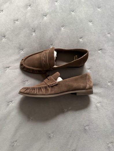 UK 7 39/40 Schuh Lewis Chocolate Brown Suede Loafer Leather style Massimo Dutti