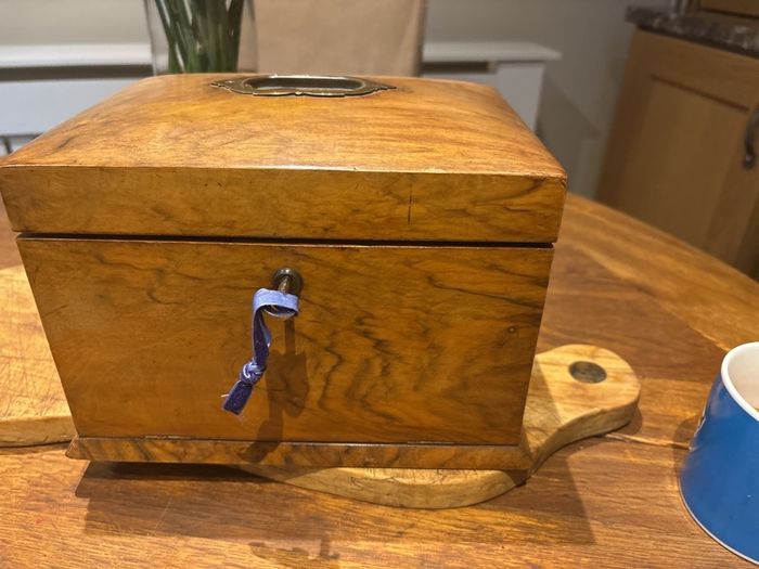 antique walnut box with key