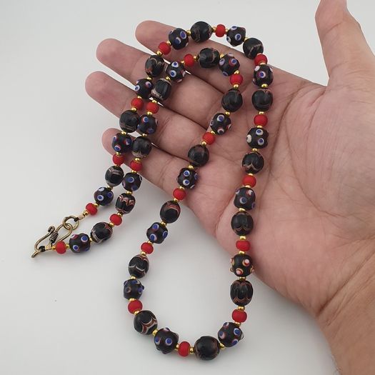 Antique Venetian Style Trade & Venetian WhiteHeart Glass Beads Necklace