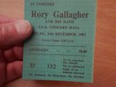 Rory Gallagher replica concert ticket
