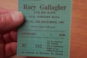 Rory Gallagher replica concert ticket