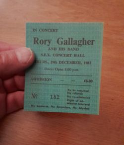 Rory Gallagher replica concert ticket