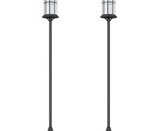 Set of Two 1.8m Traditional Style Solar Lamp Posts - Black