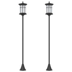 Set of Two 1.8m Traditional Style Solar Lamp Posts - Black