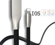 Black 1m Zinc Alloy Data Sync / Lightning USB Cable for iPhone 7 6 6s Plus 5
