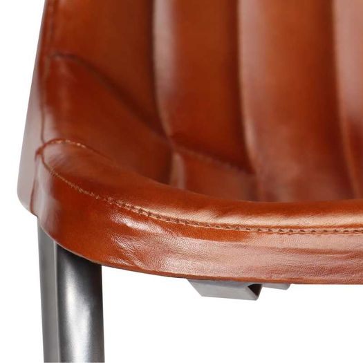 Dining Chairs 6 pcs Brown Real Leather