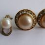 Vintage 60's Faux Pearl Rhinestone Earrings Image 2