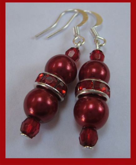 Stunning Silver Plated Earrings in Deep Real Red