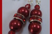 Stunning Silver Plated Earrings in Deep Real Red