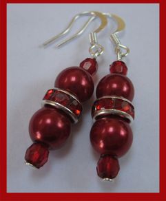 Stunning Silver Plated Earrings in Deep Real Red