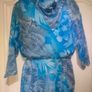 Vintage 80s blue floral midi dress size Small Cowl neckline Postage included Image 4