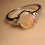 Rare Ethiopian Opal & Lab Diamond Trilogy Ring Image 10