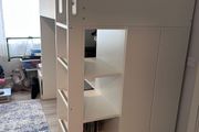 Bunk bed with desk, wardrobe and mattress