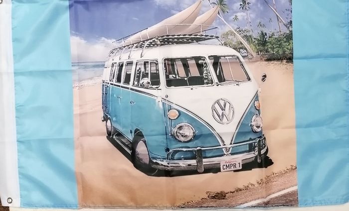 VW Camper Van Blue flag 3ft x 2ft.