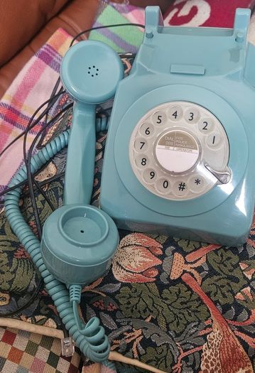 Retro Turquoise Rotary Dial Telephone with Modern Connection