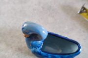 Vintage Portugal Blue Swan Planter Portuguese Pottery Hand Painted Numbered