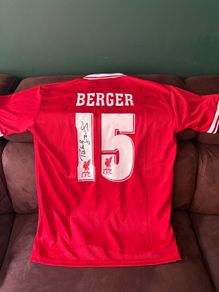 Patrik Berger signed Liverpool jersey