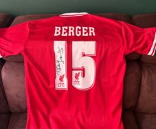 Patrik Berger signed Liverpool jersey