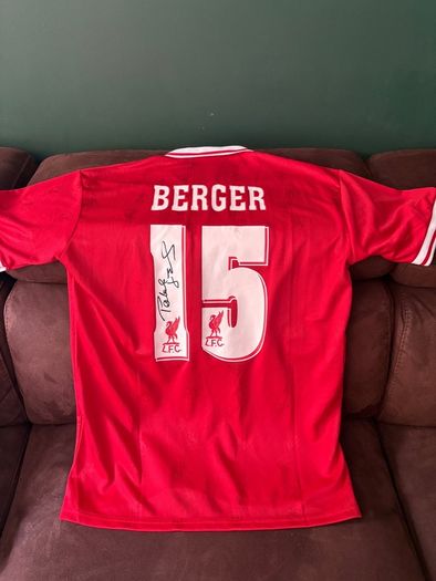 Patrik Berger signed Liverpool jersey