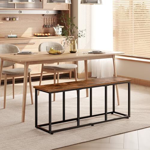 120 cm long bench for dining room, kitchen bench, industrial shoe bench, bed bench, entryway bench, for dining room, entrance area, bedroom, rustic brown and black