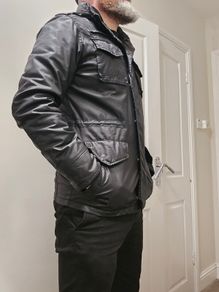 Schott NYC Grant M85-237-04 Black Waxed Parka / Field Jacket Mens