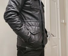 Schott NYC Grant M85-237-04 Black Waxed Parka / Field Jacket Mens