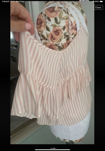 top American eagle a size large cold shoulder effect with frilled detail stripe