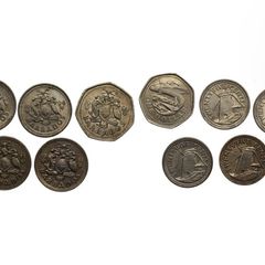 Barbados - 1 Dollar  And Twenty Five Cents 1973, 1981, 1989, 1990, 1994, 1996