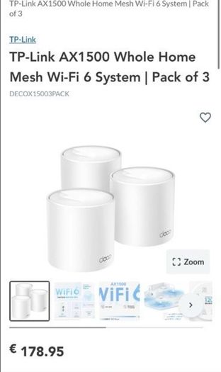 TP-Link Deco X1500 Mesh WLAN Set (3 Pack), Wi-Fi 6 AX1500 Dual Band Router & Repeater
