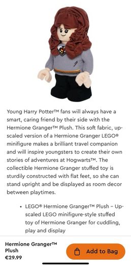 Lego Hermione Granger Plush soft toy brand new
