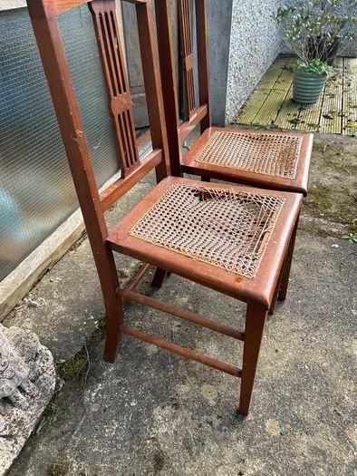 Art Deco/Nouveau Antique Caned Seat Wooden Chairs