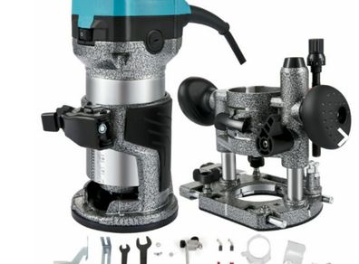 Electric Hand Trimmer Palm Router With Fixed Base And Plunge Base 710w