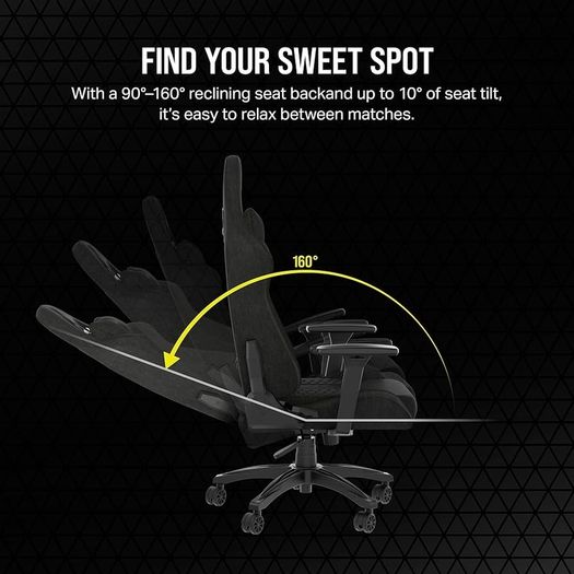 RELAXED Gaming Chair - Fabric - Racing-Inspired Design - Lumbar Pillow - Detachable Memory Foam Neck Pillow - Adjustable Seat Height - Adjustable Armrests - Black