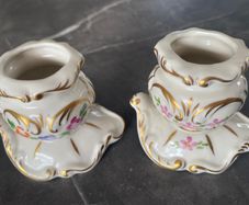 Irish Dresden pretty hand painted candle holders