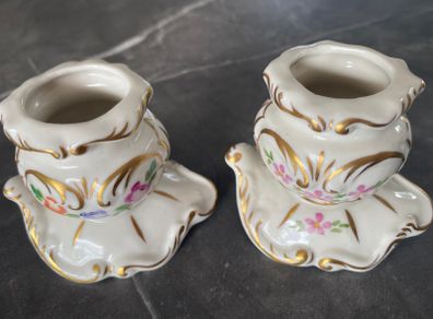 Irish Dresden pretty hand painted candle holders