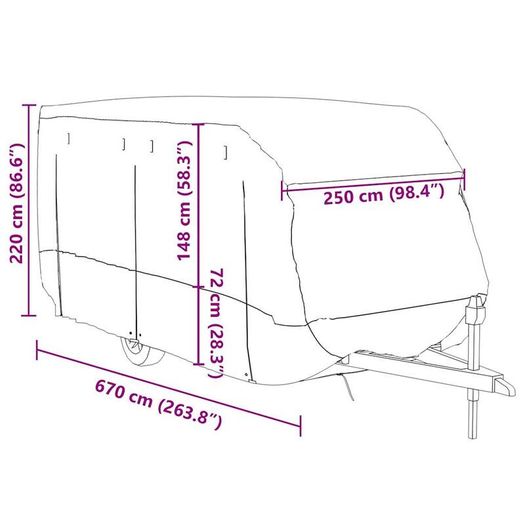 Caravan Cover Grey 670x250x220 cm