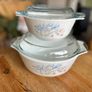 Vintage Pyrex England Blue Iris with Lid Image 3
