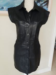 Pull and Bear black faux leather dress size M uk8-10
