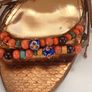 "NINE WEST", Ladies Gold Metallic, colour beaded strapped high heels in good condition Image 2